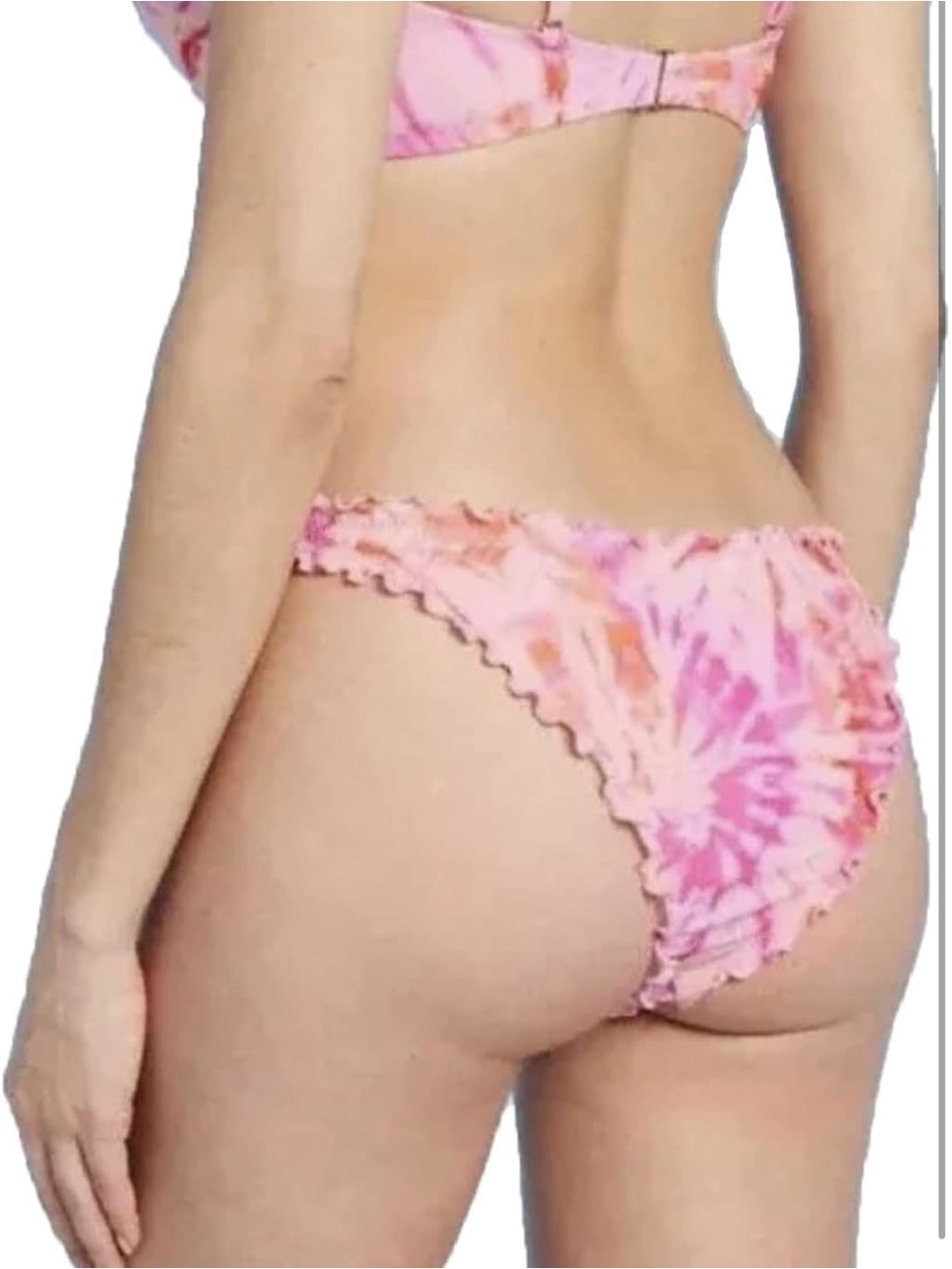 Shade & Shore Women's Ribbed Ruffle High Leg Cheeky Bikini Bottoms Large - Picture 2 of 5